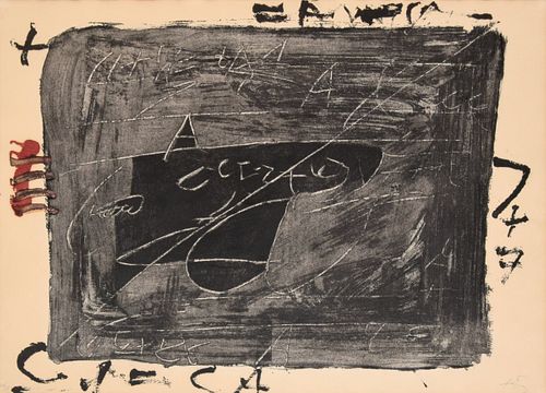 Antoni Tapies "Esgrafiats Sobre Negre" Etching, Signed Edition
