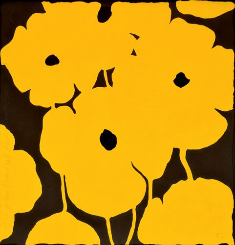 Large Donald Sultan "Yellow Flowers" Etching/Lithograph, Signed Edition