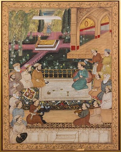 An Indo-Persian Painting Height 43 1/2 x width 34 1/2 inches (overall).