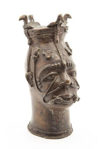 A Benin Bronze Head Height 12 inches.