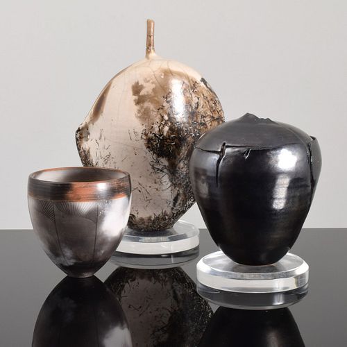 3 Signed Studio Pottery Vases/Vessels, Meeker, McKeown