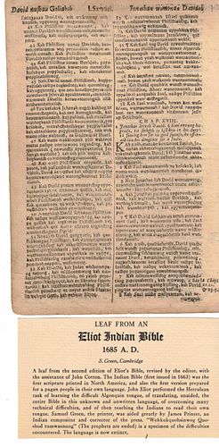 1685 AD Leaf from an Eliot Indian Bible