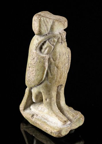 Egyptian Glazed Steatite Amulet - Ra as Falcon
