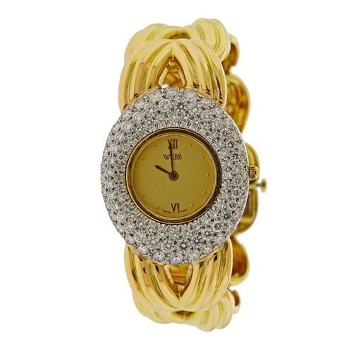 David Webb 18k Gold Platinum Diamond Watch 