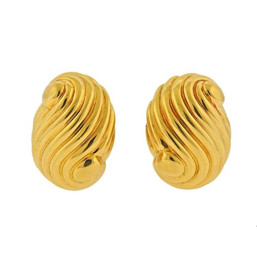 David Webb 18k Gold Swirl Motif Earrings 