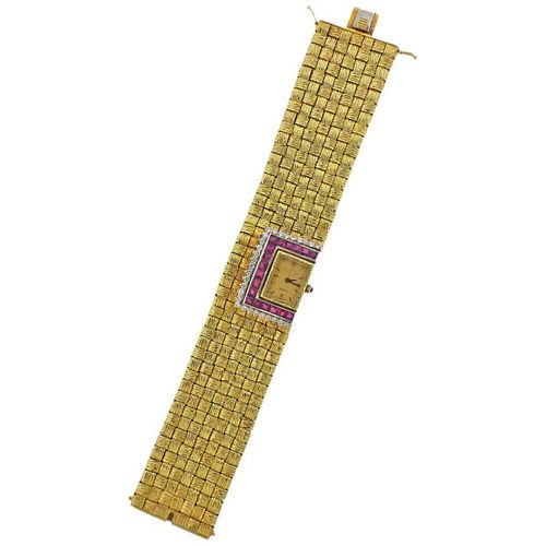 Ruby Diamond Gold Watch Bracelet