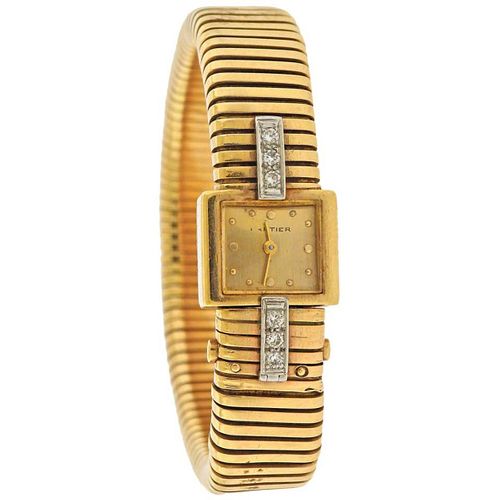 Cartier Mid Century Gold Diamond Watch Bracelet