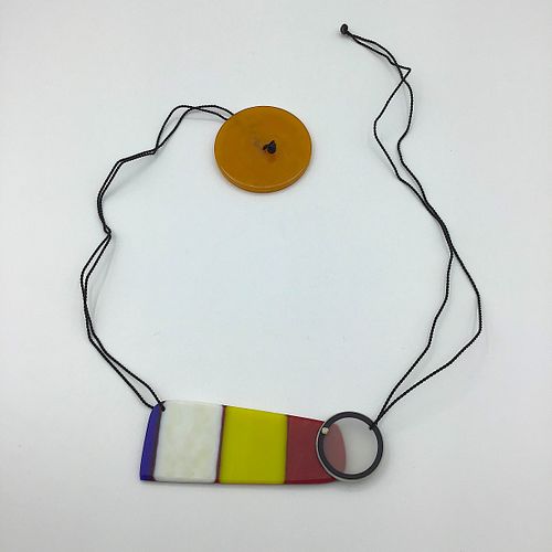 Carved glass necklace with nylon cord