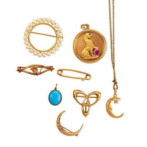 COLLECTION OF YELLOW GOLD JEWELRY AND ACCESSORIES