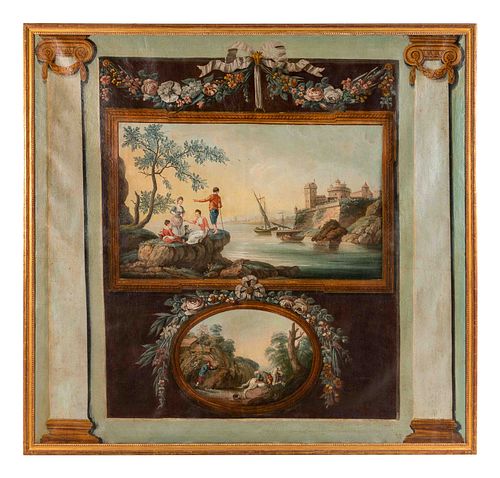 Ten French Painted Canvas Panels of Various Ports of France