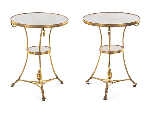 A Pair of Neoclassical Gilt Bronze and Marble-Top Gueridons