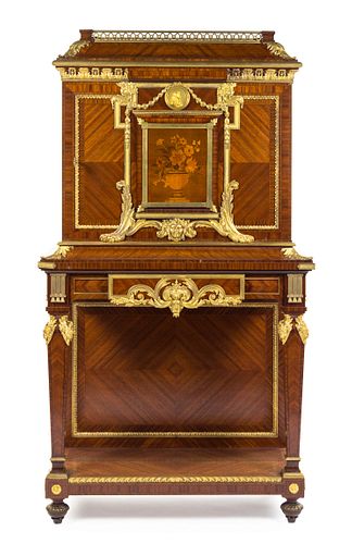 A Louis XVI Style Gilt Bronze Mounted Kingwood and Marquetry Cabinet by Francois Linke (1855-1946)