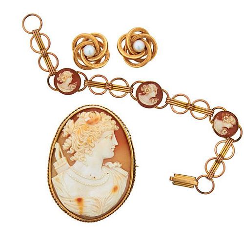 YELLOW GOLD OR GOLD FILLED CAMEO JEWELRY