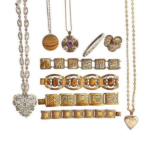 COLLECTION OF SILVER TRAVEL AND SOUVENIR JEWELRY