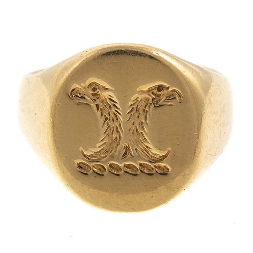 A 18K Double Headed Eagle Byzantine Signet Ring