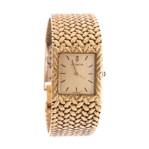 18K Corum Wrist Watch with Thick Woven Strap