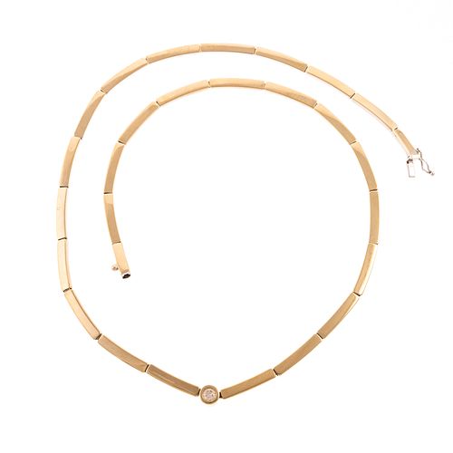 A 18K Contemporary Necklace with Diamond Center