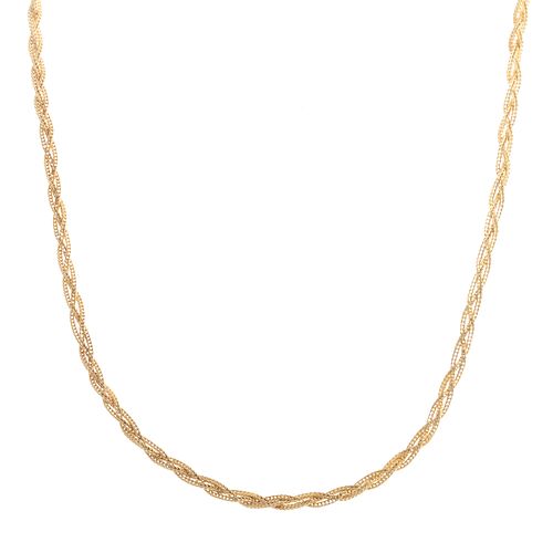 A Long Woven Chain Link Necklace in 14K