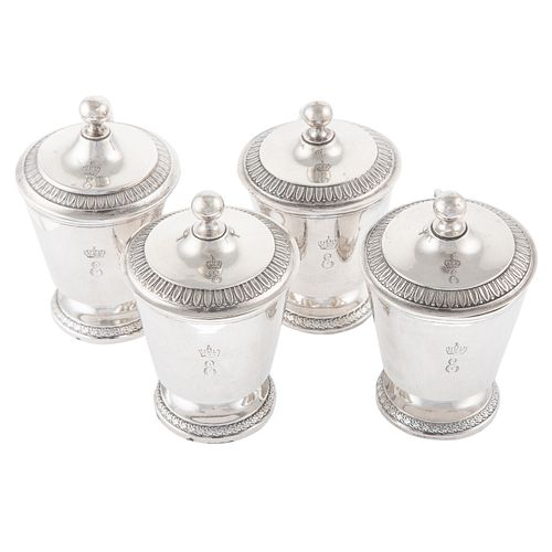 4 Silver Pots-De-Creme from Eugene de Beauharnais