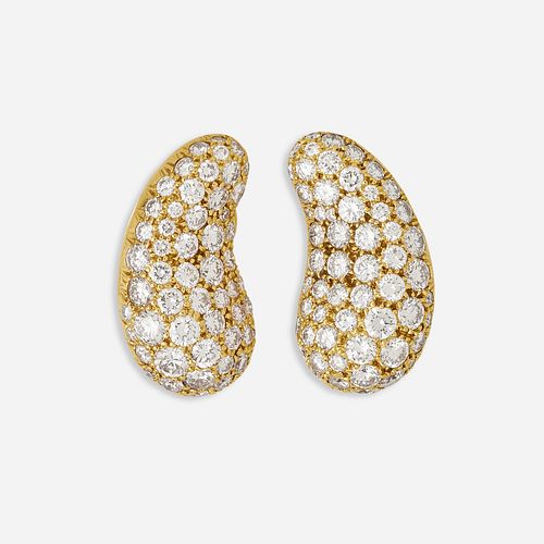 Elsa Peretti for Tiffany & Co., Diamond and gold bean ear clips
