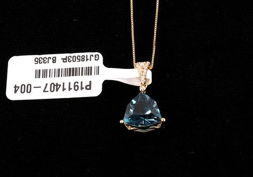 London Blue Topaz & Diamond 14K Necklace