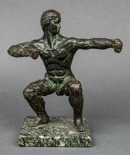 Modern Bronze Male Nude Archer Sculpture