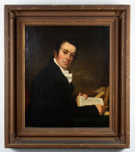 American School Portrait of a Gentleman Oil 19th C