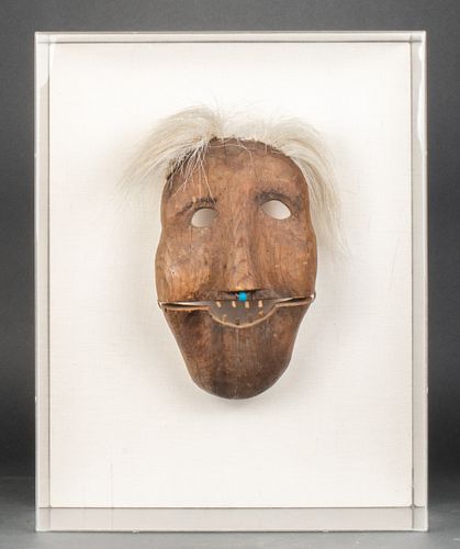 Inuit Carved Wood Hinged Mask, Antique
