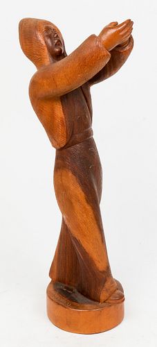 Signed Kahan "Saint" Folk Art Wood Sculpture