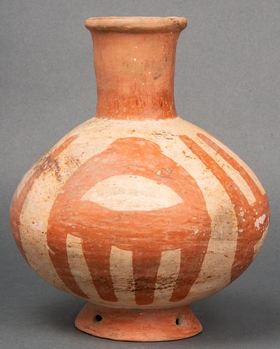 Quapaw Red & White Painted Pottery Water Vessel