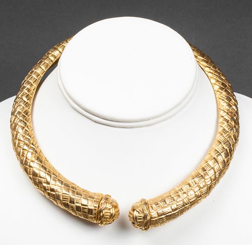 Givenchy Gold-Tone Basket Weave Bypass Choker