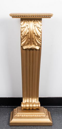 Carved Wood Acanthus Leaf Pedestal
