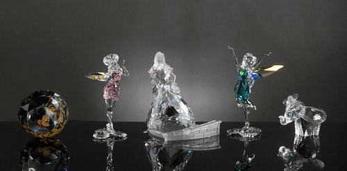 Swarovski, 5 Boxed Crystal Disney Items