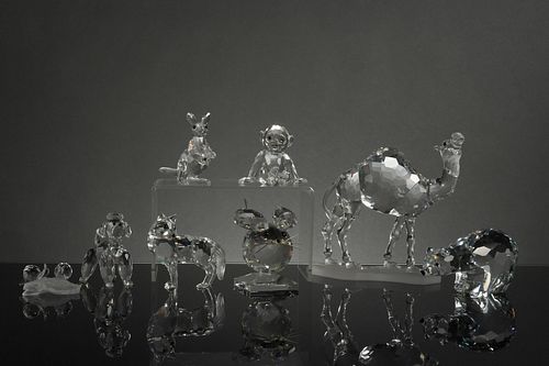 Swarovski, 8 Boxed Silver Crystal Animals