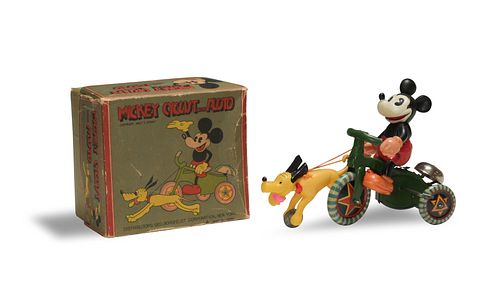 Boxed Mickey Cyclist with Pluto Circa 1932