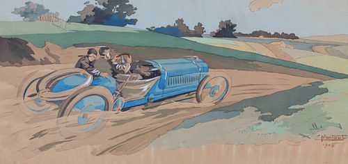 Ernest Montaut French Racing Hand-Colored Litho 1905