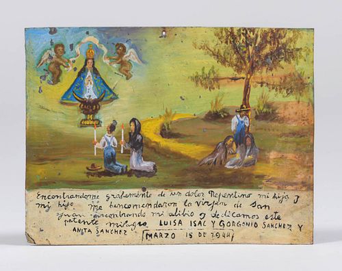 Mexican Retalbo Thanking The Virgin Mary 1944