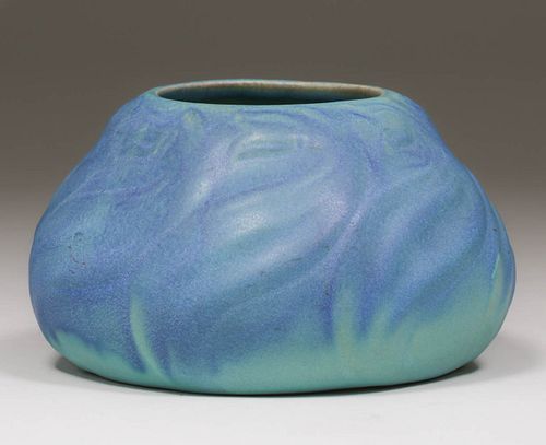 Van Briggle Matte Turquoise Squat Vase c1920s