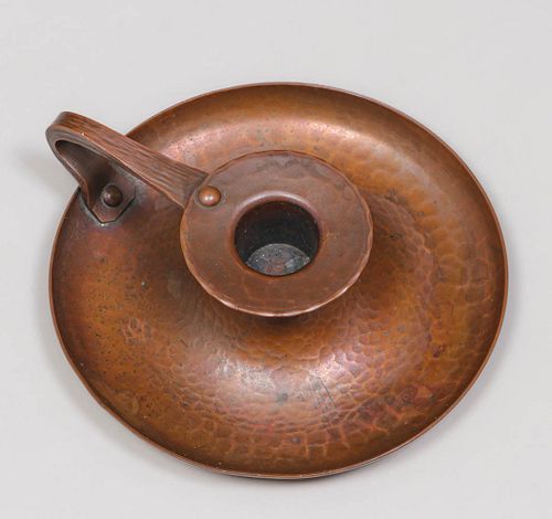 Roycroft Hammered Copper One-Handled Chamberstick c1915