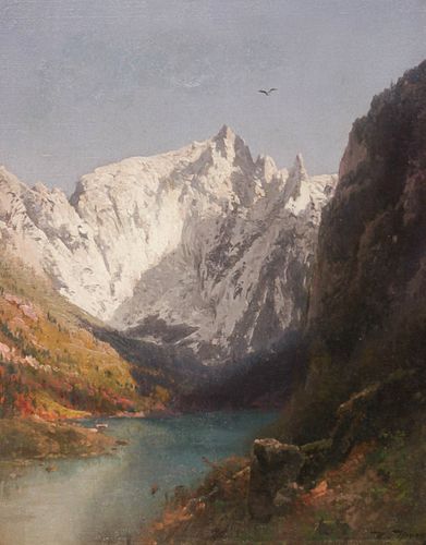 Hermann Herzog Painting Alpine Landscape c1900