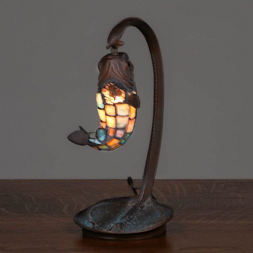 Arts & Crafts Leaded Glass Fish Lamp c1910s