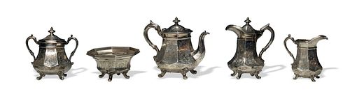 5 Piece Gelston, Ladd and Co. Silver Tea Set