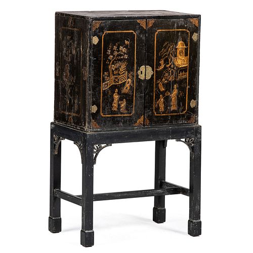 An English Japanned Chest on Frame
