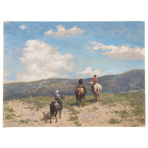 Nathaniel K. Gibbs. "Three Cowboys," oil