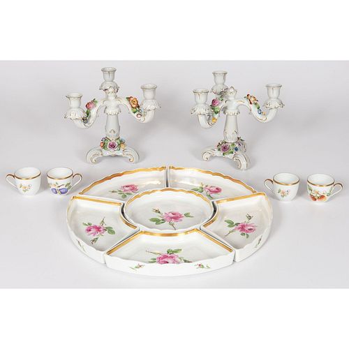 A Group of German Porcelain Tableware Including Meissen 