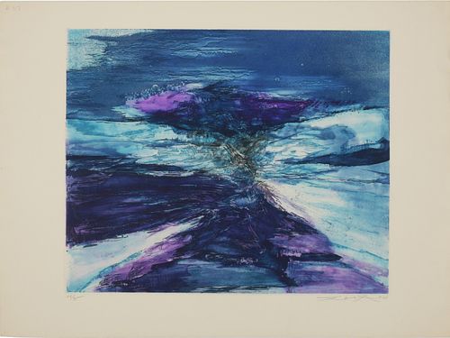 Zao Wou-Ki Composition in Blue and Violet 56/95