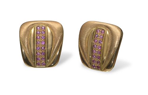 Bruno Guidi, 18K Gold and Pink Sapphire Earrings
