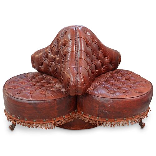 Buttoned Leather Chesterfield Style Lobby Sofa