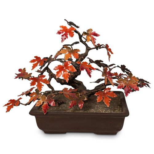 Enamel & Copper Maple Leaf Tree