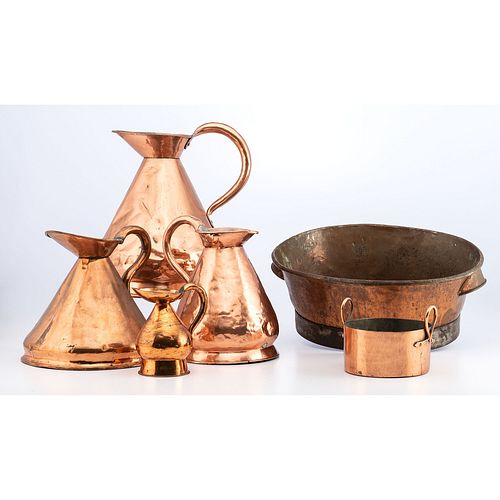 A Group of Copper Kitchen Vessels